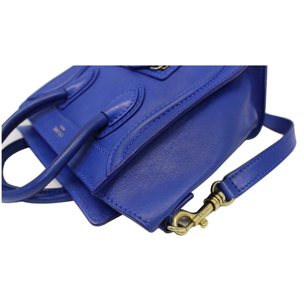CELINE Nano Luggage Smooth Leather Tote Crossbody Bag Blue
