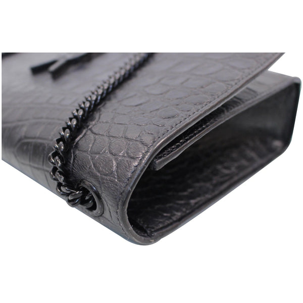 YVES SAINT LAURENT Kate Medium Crocodile Leather Bag Crossbody Bag Black