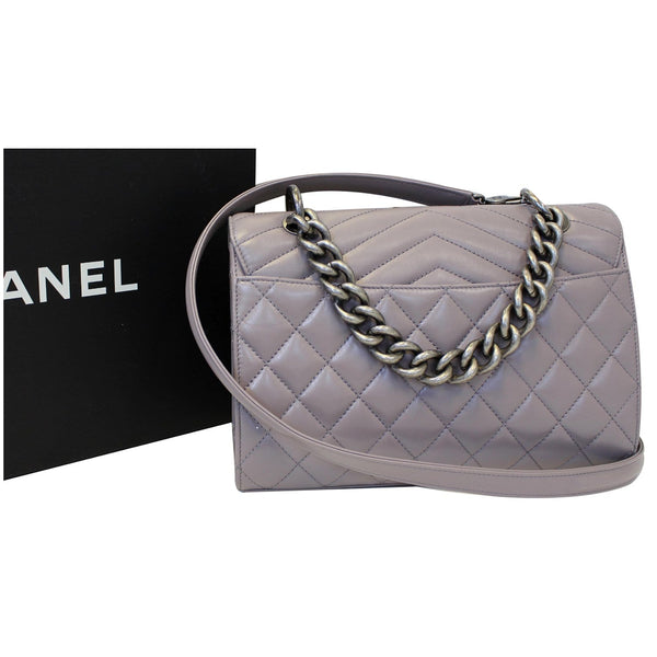 Chanel Flap Bag Quilted Sheepskin with Handle Lilac full view