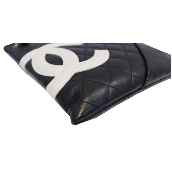 CHANEL Cambon Flat Calfskin Leather Messenger Crossbody Bag Black-US