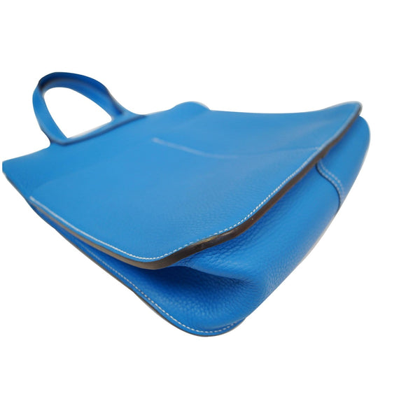 HERMES Halzan 31cm Clemence Leather Crossbody Bag Blue