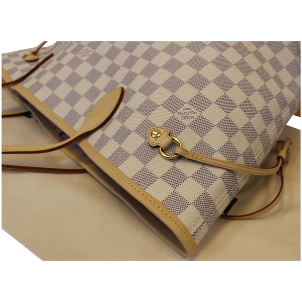 LOUIS VUITTON Neverfull MM Damier Azur Tote Shoulder Bag White