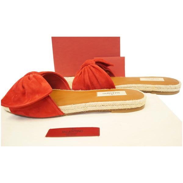 Valentino Slide Sandal Tropical Bow Espadrille Red - side view