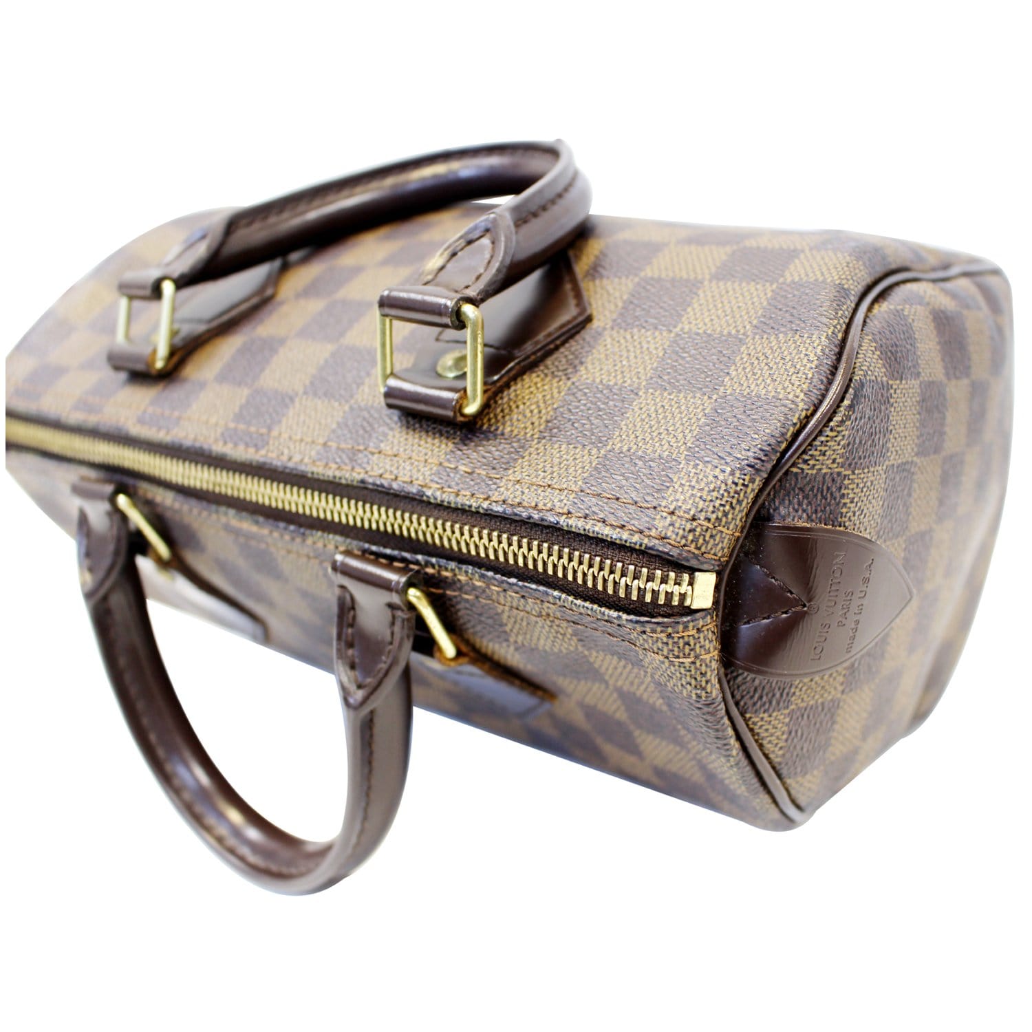 Louis Vuitton Damier Ebene Speedy 25 Boston Bag Leather ref.391911
