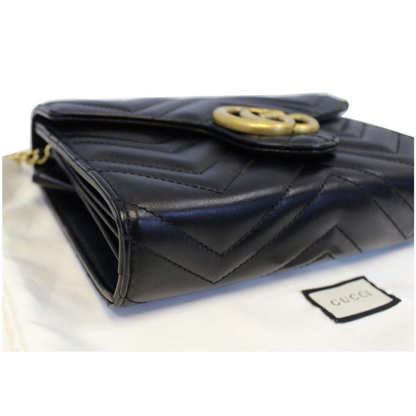 GUCCI GG Marmont Matelasse Black Leather Super Mini Crossbody Bag-US