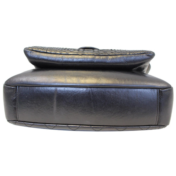 Chanel Urban Mix Flap  Shoulder Bag Calfskin Python Black bottom view