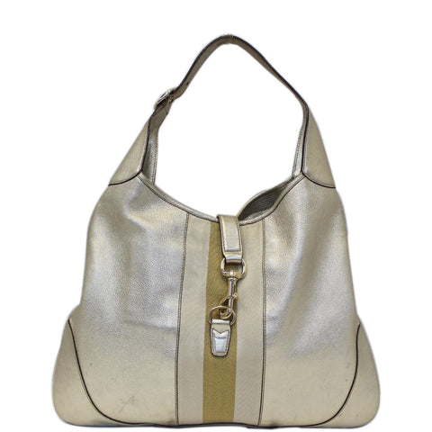 GUCCI Web Jackie O Bouvier Medium Leather Hobo Bag