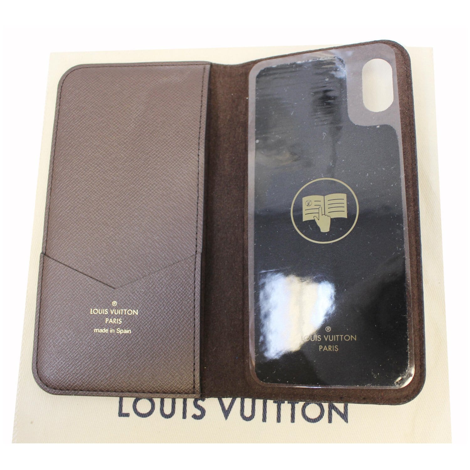 LOUIS VUITTON IPhone X XS Folio Monogram Canvas Phone Case Brown-US
