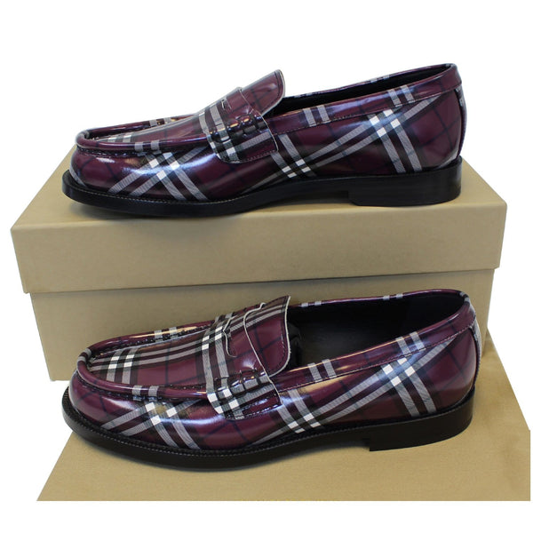  Burberry Check Leather Loafers - Authentic