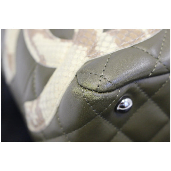 CHANEL Cambon Line Leather Shoulder Bag Dark Green