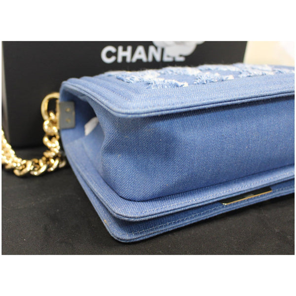 Chanel Boy The 27th Mini Denim Shoulder Bag Blue down view