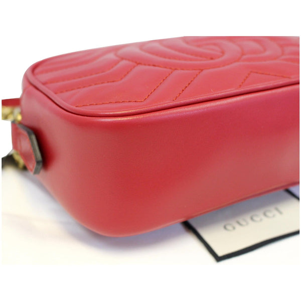 GUCCI GG Marmont Matelasse Mini Leather Crossbody Bag Red