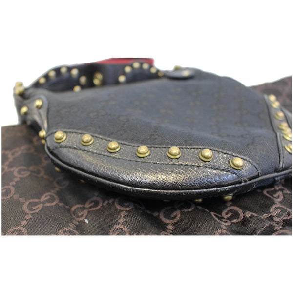 Gucci Pelham Small GG Canvas Studded Shoulder Bag Black