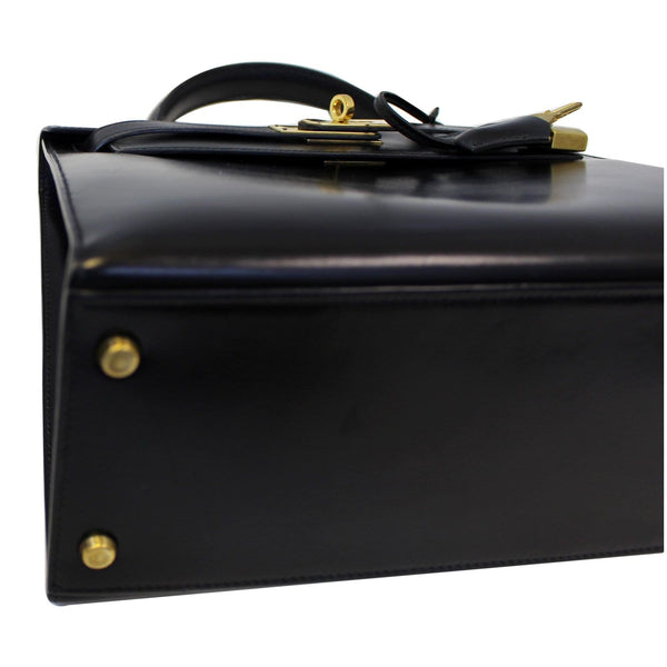 HERMES Kelly Sellier 28 Box Leather Bag Black-US