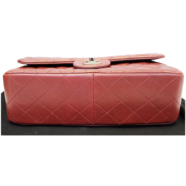 Chanel Jumbo Double Flap Shoulder Bag Caviar Quilted Red bottom view