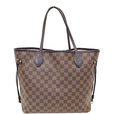 LOUIS VUITTON Neverfull MM Damier Ebene Tote Shoulder Bag Rose Ballerine