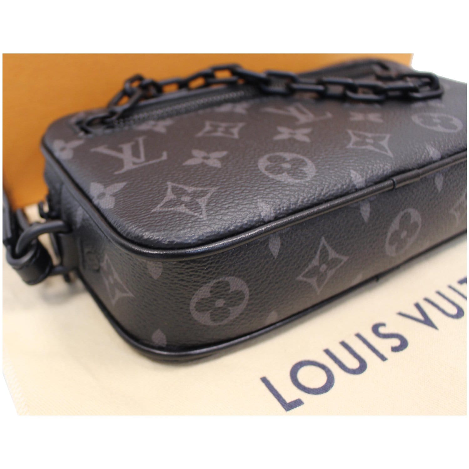 LOUIS VUITTON Monogram Prism Pochette Volga Clutch Bag Silver