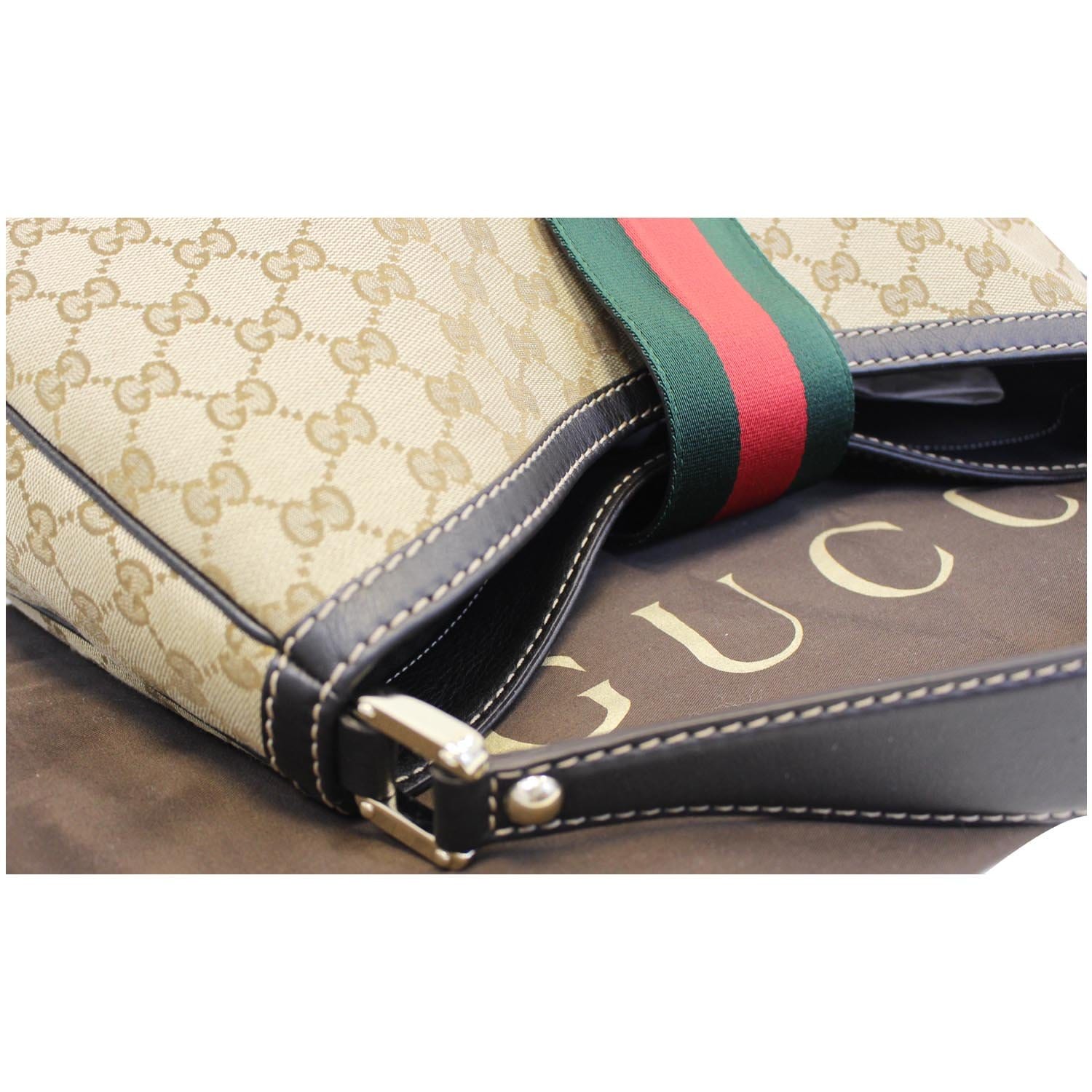 Gucci Large GG Web Leather Hobo Shoulder Bag