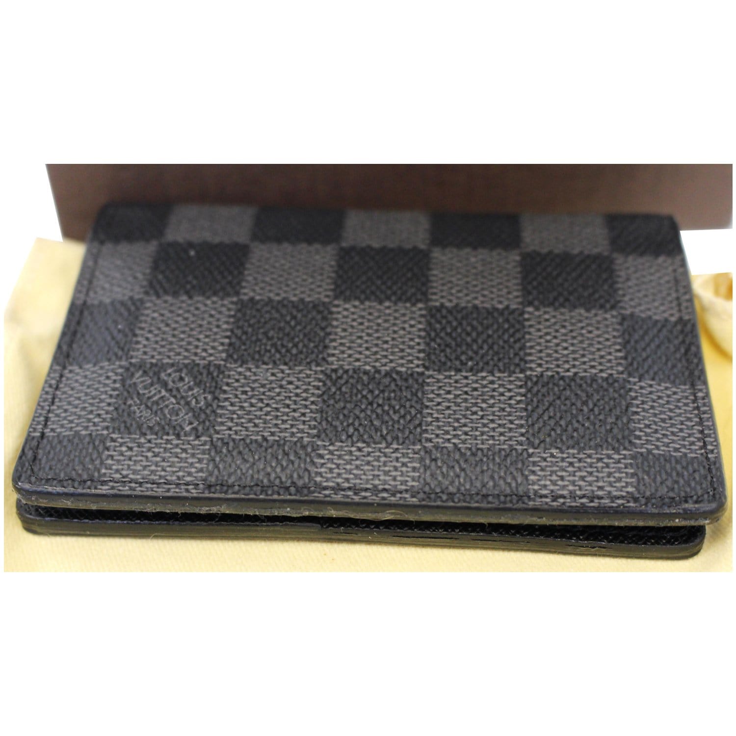 Louis Vuitton Damier Graphite Canvas Leather Folding Wallet Card Holders, Black