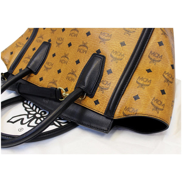 MCM Vintage Visetos Small Cognac Tote Bag Black - side view