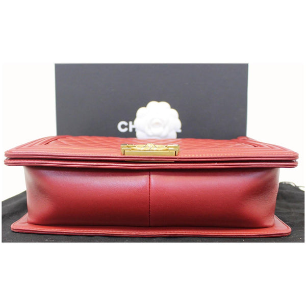 CHANEL Medium Boy Flap Lambskin Leather Shoulder Bag Red-US