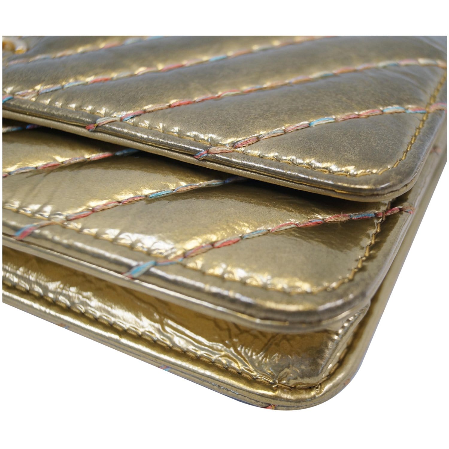 CHANEL Wallet on Chain WOC Metallic Leather Crossbody Bag Gold-US