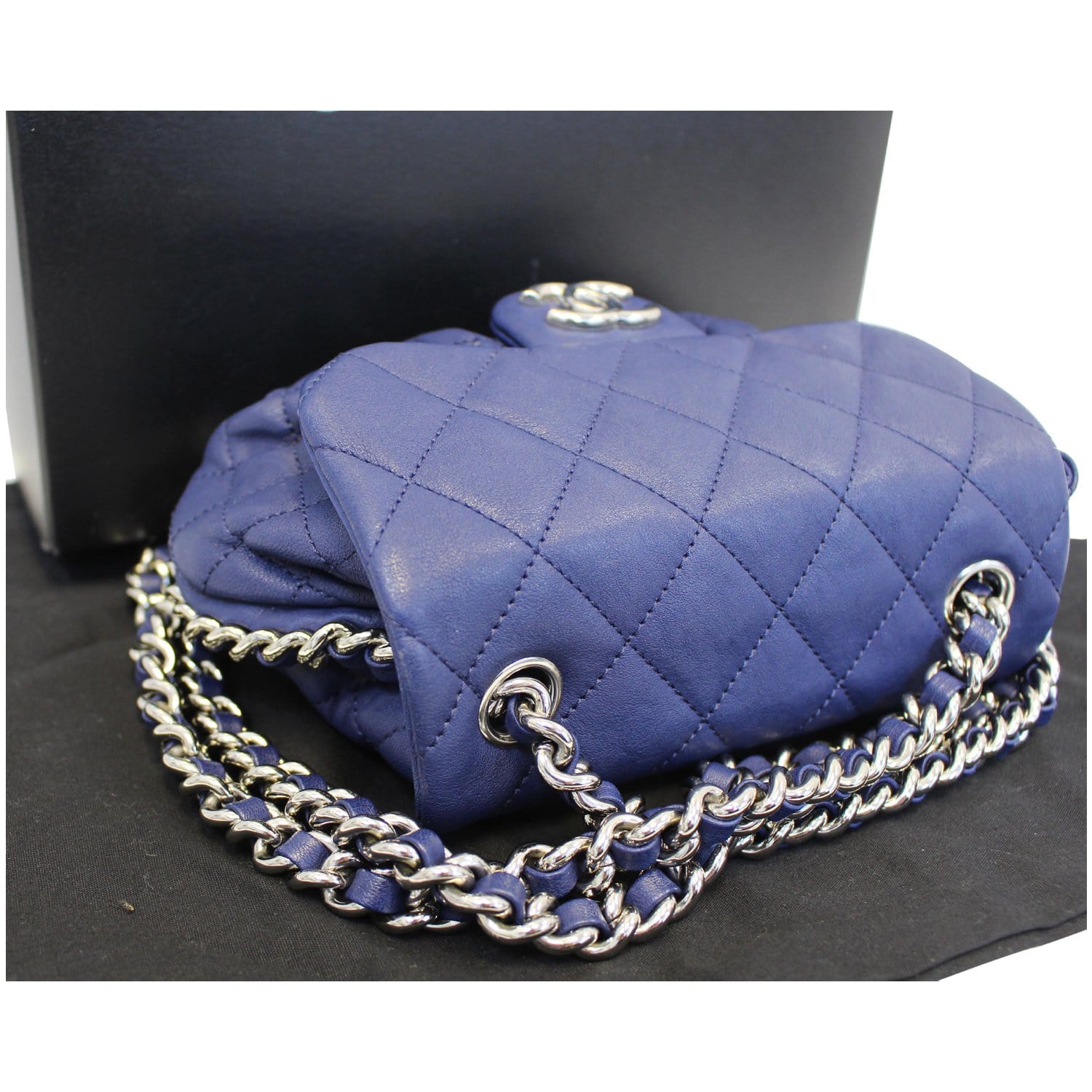 Chanel Beige Quilted Caviar Chain Around Flap Bag Mini Rectangle