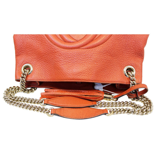 GUCCI Soho Pebbled Leather Chain Shoulder Bag Red 308982-US