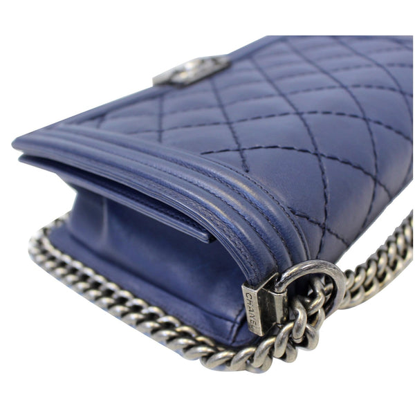 Chanel New Medium Boy Flap Calfskin Double Stitch Bag Navy for sale