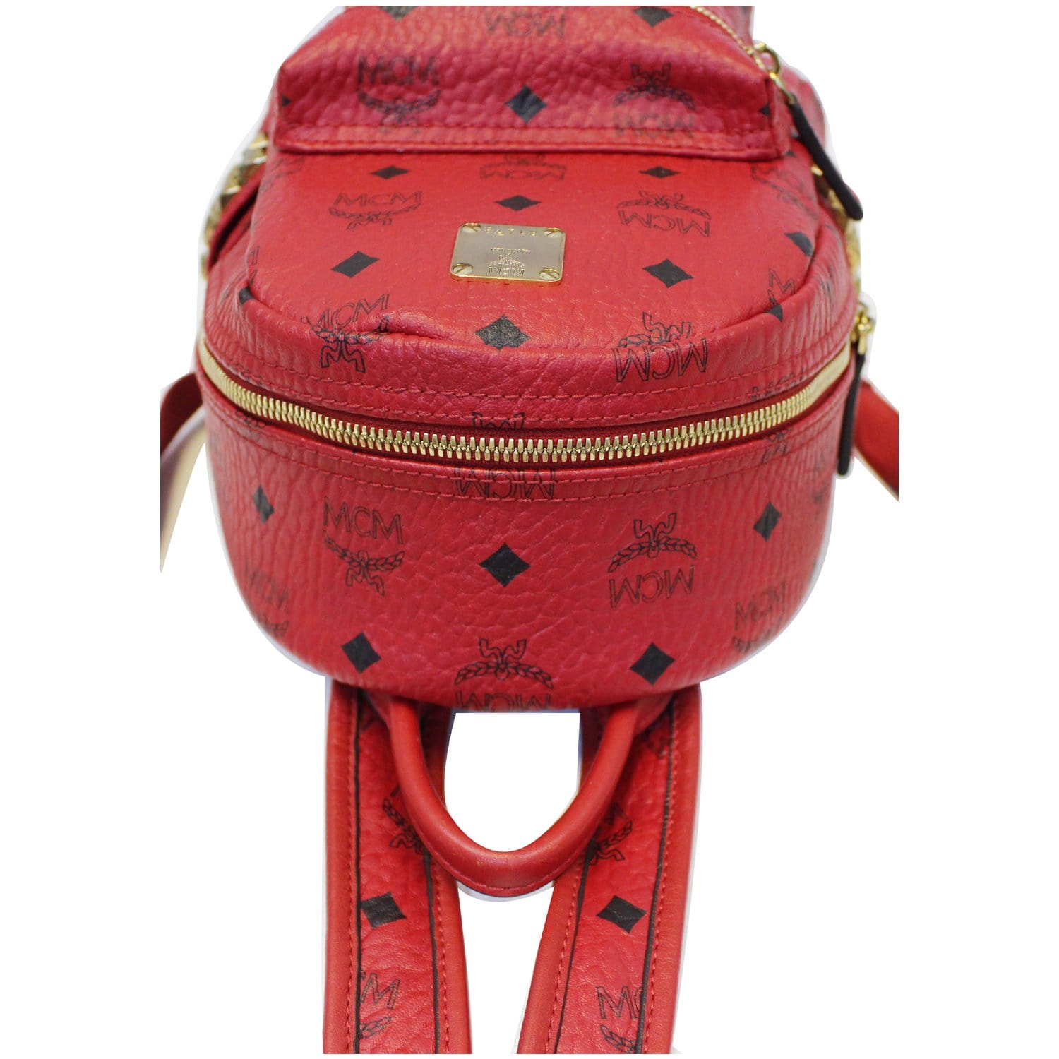 Stark leather backpack MCM Red in Leather - 22006617