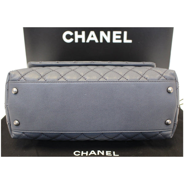 CHANEL Coco Handle Caviar Quilted Leather Shoulder Bag Grey