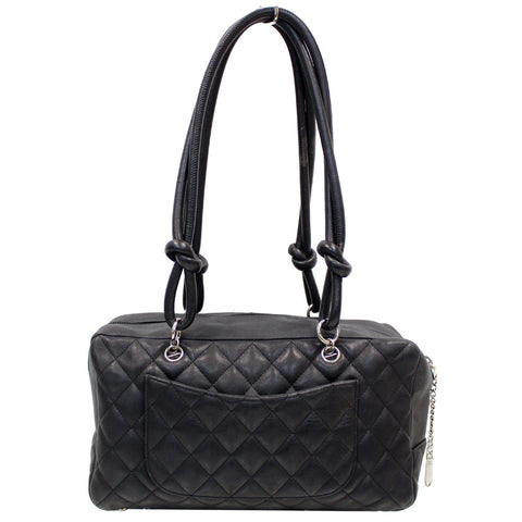 CHANEL Cambon Line Leather Shoulder Bag Black