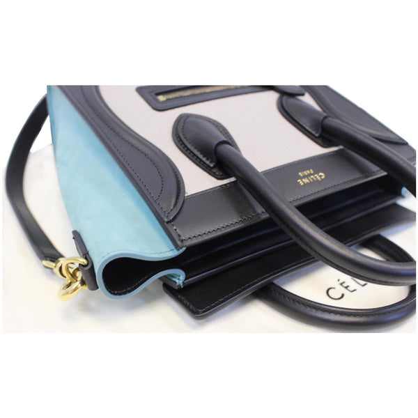 CELINE Nano Luggage Calfskin Leather and Suede Crossbody Bag Tricolor-US