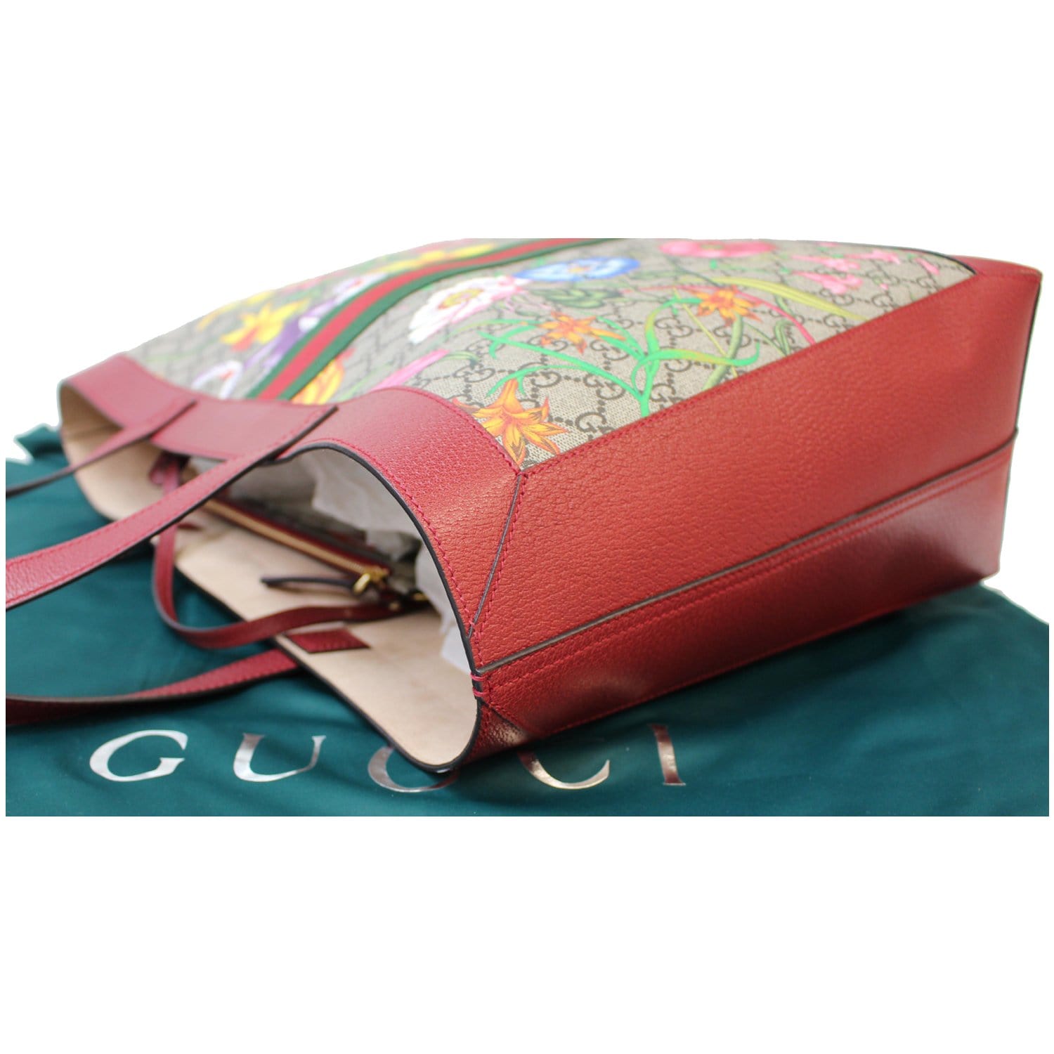 Gucci Ophidia GG Flora PM tote bag in flower print canvas and red