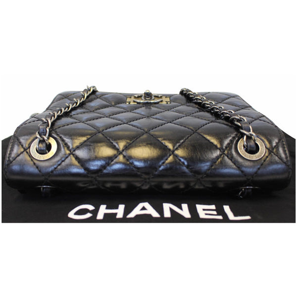 Chanel Flap CC Quilted Leather Crossbody Bag Black - bottom view