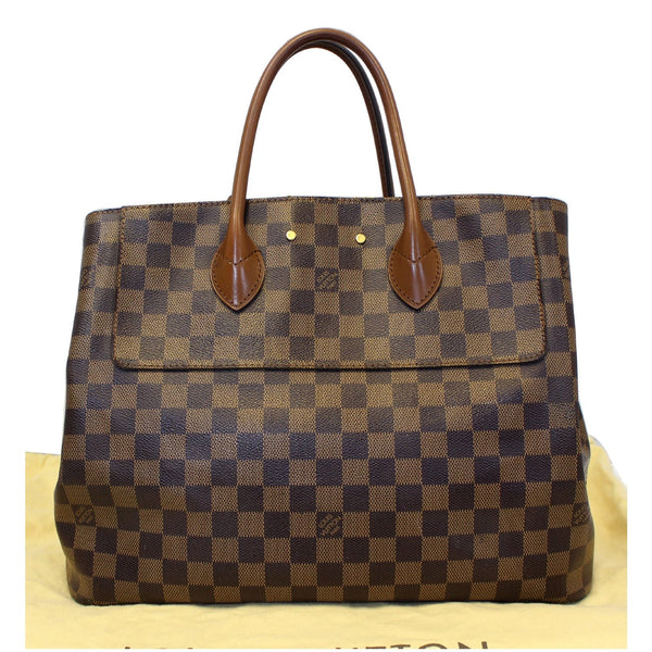 LOUIS VUITTON Ascot Damier Ebene Satchel Bag Brown