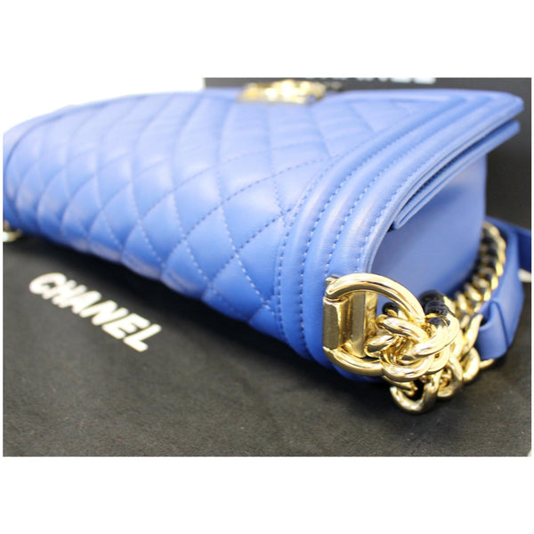 CHANEL Boy Medium Calfskin Leather Shoulder Bag Blue-US