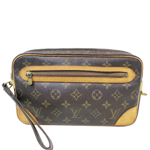 LOUIS VUITTON Marly Dragonne PM Monogram Canvas Clutch Bag Brown