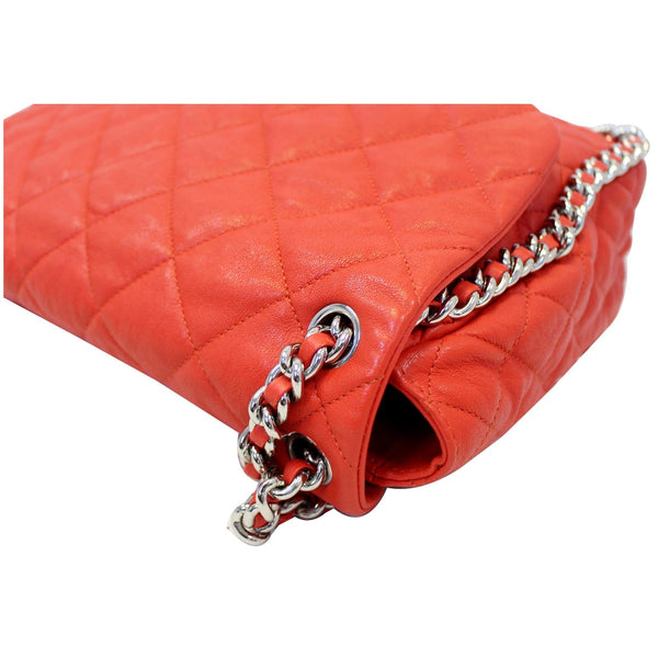 CHANEL Maxi Chain Around Quilted Leather Flap Shoulder Bag Red