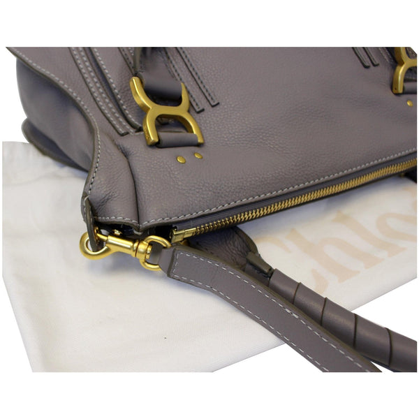 CHLOE Medium Marcie Pebbled Leather Satchel Shoulder Bag Grey-US