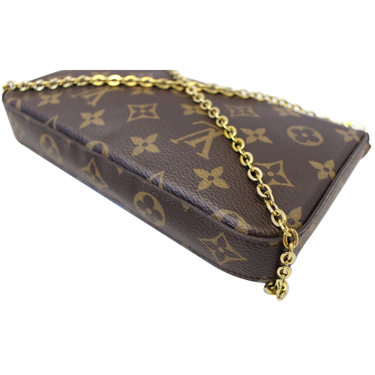 Authentic Louis Vuitton Felicie Pochette Chain Strap Gold for Sale in