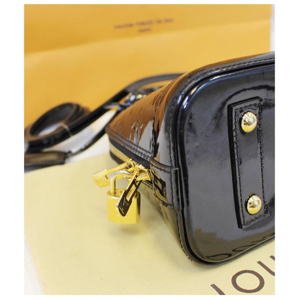 Louis Vuitton Alma BB Monogram Vernis Crossbody Bag Black - gold zip 