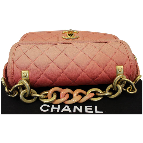 Chanel Sunset On The Sea Caviar Leather Small Flap bottom view