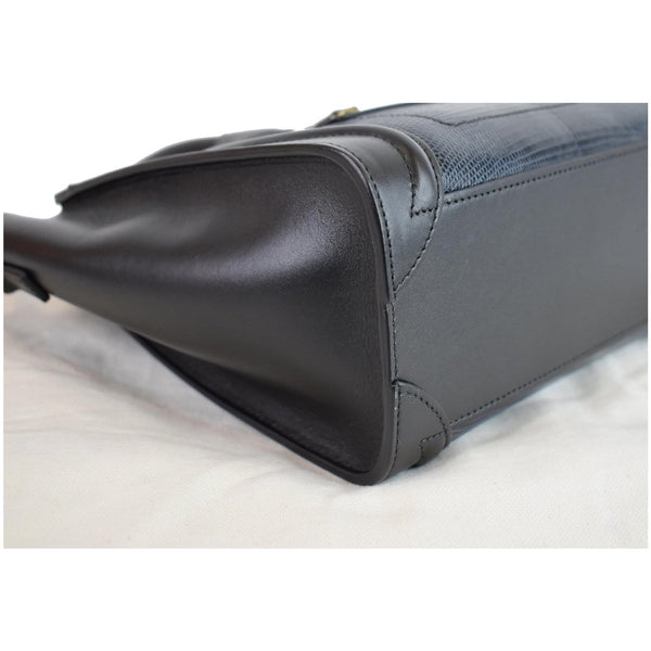 CELINE Micro Luggage Bi-Color Lizard Calfskin Tote Bag Black
