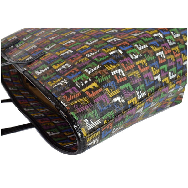 FENDI Zucca Print Roll Canvas Shoulder Tote Bag Multicolor