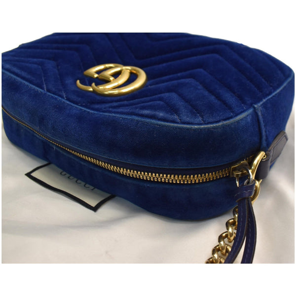 GUCCI GG Marmont Velvet Small Crossbody Bag Blue 447632