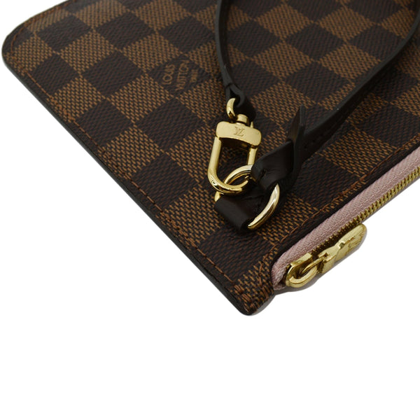 LOUIS VUITTON Neverfull Damier Ebene Pochette Wristlet Pouch Brown