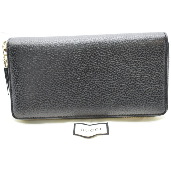 GUCCI Soho Zip Around Pebbled Calfskin Leather Wallet Black 598187