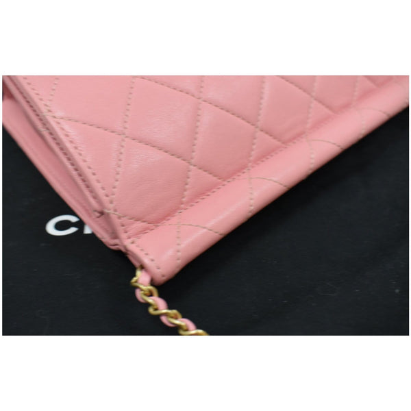 CHANEL Matelasse Costume Pearl Leather Shoulder Bag Pink