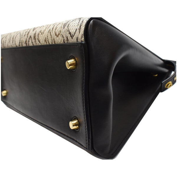 CELINE Medium Edge Python Leather Top Handle Shoulder Bag Beige